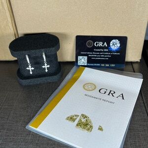 Silver Cross Earrings with Moissanite Report